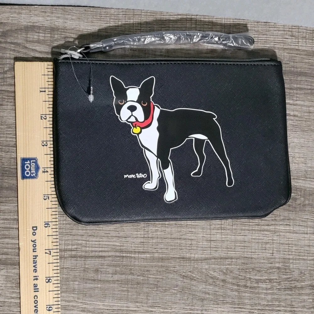 Marc Tetro Boston Terrier Dog Cosmetic Bag Black Makeup‎ Pouch New